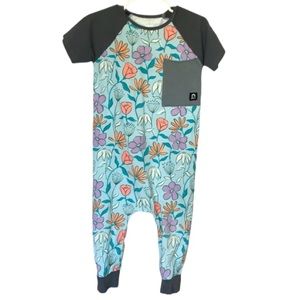 RAGS Cotton Blend Stretchy Footless Floral Print Romper Size 2T